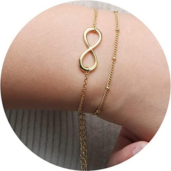 Gold Bracelet for Women 14K Gold Plated Dainty Layered Bracelets - Picture 1 of 5